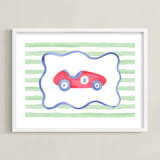 "Vintage Play Car" - Art Print in Race Car Red by Little Blue Designs - Framed