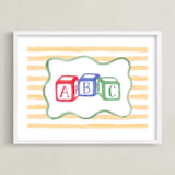 "Vintage Play Blocks" - Art Print in Block Yellow by Little Blue Designs - Framed
