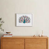 "Peacock Blooming Love" - Art Print in Peacock Blue by Afton Harding - In a Room