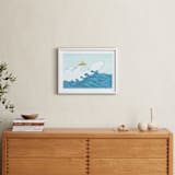 "dog surfing" - Art Print in Sea Blue by Helen H Wu - In a Room