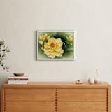 "Focus on the Dahlia" - Art Print in Golden Yellow by A MAZ Design - In a Room