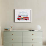"Fire Engine to the Rescue" - Personalized Art Print in Flame by Paper Sun Studio - In a Room
