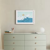 "dog surfing" - Art Print in Sea Blue by Helen H Wu - In a Room