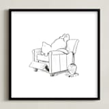 "Pooh Lounging | Winnie The Pooh" - Art Print in White by Stefanie Lane - Framed