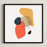 "Between the Lines II" - Art Print in coral by Svitlana Martynjuk - Framed