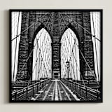 "Snowing Bridge" - Art Print in Black & White by Jason Derck - Framed