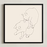 "Sketches after cat IV" - Art Print in Black and Champagne by Catilustre - Framed