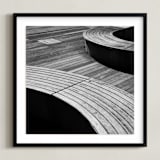 "Curve Bench Geometric II" - Art Print in tonal grey by Van Tsao - Framed