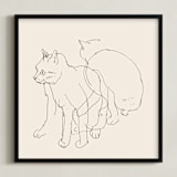 "Sketches after cat II" - Art Print in Black and champagne by Catilustre - Framed