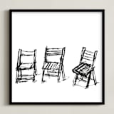 "Three Chairs" - Art Print in Black by Michael Hovitch - Framed