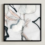 "Southern Cotton Double Bloom Square" - Art Print in Neutrals by Angela Simeone - Framed
