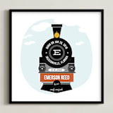 "T is for Train" - Personalized Art Print in Coal by Anupama - Framed