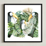 "Toucan jungle family" - Art Print in jungle green by Lulaloo - Framed