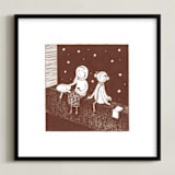 "Star Gazers" - Art Print in Chocolate by Maria Gromek - Framed