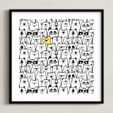 "All the Bears" - Art Print in Yellow & Black by Gila von Meissner - Framed