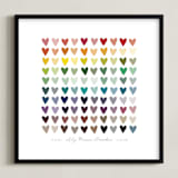 "Paper Hearts" - Personalized Art Print in Rainbow by InkDot - Framed