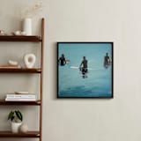 "3 Surfers Waiting, Venice Pier" - Art Print in Pacific Ocean Emerald by Annie Seaton - In a Room