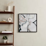 "Southern Cotton Double Bloom Square" - Art Print in Neutrals by Angela Simeone - In a Room