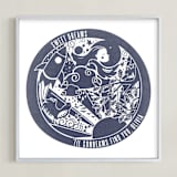 "Sweet Dreams 'til Sunbeams Find You " - Personalized Art Print in Navy by Tanya Lee of Frooted Design - Framed