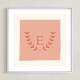 "Laurel" - Personalized Art Print in Coral by Kim Dietrich Elam - Framed