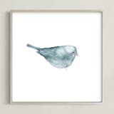 "Blushing Bird 2" - Art Print in light blue by Renee Anne Bouffard-McManus - Framed
