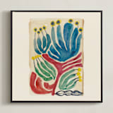 "Magical Plants N.2" - Art Print in Brick Red by Catilustre - Framed Canvas