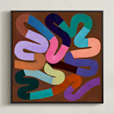 "Maze I" - Art Print in Burnt Umber by melanie mikecz - Framed Canvas