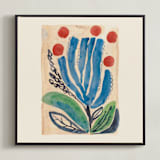 "Magical Plants N.1" - Art Print in Sea Blue by Catilustre - Framed Canvas