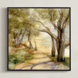 "Dreamy Olive Trees" - Art Print in Olive Green by Bethany Hackmann - Framed Canvas