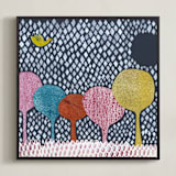 "Diamond Forest" - Art Print in Forest Blue by Bethania Lima - Framed Canvas