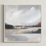 "Misty Beaches ll" - Art Print in Misty grey by AlisonJerry - Framed Canvas