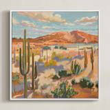 "Bright Side" - Art Print in Sand by Jess Franks - Framed Canvas