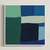 "Structured Rainbow 1" - Art Print in Blue by Anna Veit Nowak - Framed Canvas