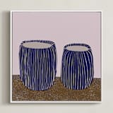 "Benevolent Ceramics I" - Art Print in Deep Dark Blue by Danushka Abeygoda - Framed Canvas