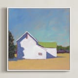 "Main Road Barn" - Art Print in Robin's Egg by Carol C. Young - Framed Canvas
