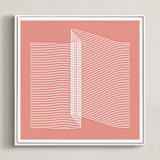 "Pink and Lines rigth" - Art Print in coral pink by Marco Berrios - Framed Canvas