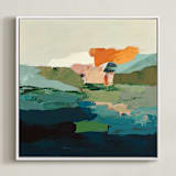 "Mauna Loa" - Art Print in navy blue by Caryn Owen - Framed Canvas