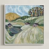 "The Burren" - Art Print in Irish Greens by Mary Gaspar - Framed Canvas