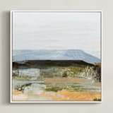 "Hudson (Triptych) II" - Art Print in Mountain Blue by Mande Calhoun - Framed Canvas