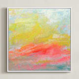 "Summer Clouds" - Art Print in Hot Pink by Lindsay Megahed - Framed Canvas
