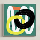 "Feather Step Modern " - Art Print in Teal Green by Amantha Tsaros - Framed Canvas