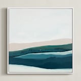 "Seascape at Dusk" - Art Print in gray blue by Caryn Owen - Framed Canvas