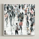 "Coming back" - Art Print in dark blue by Lulaloo - Framed Canvas