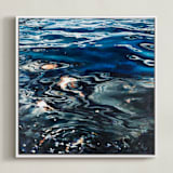 "Silver Sea" - Art Print in Ultramarine Blue by Kelly Johnston - Framed Canvas