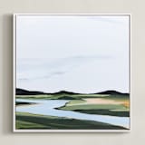 "County Road River Bank" - Art Print in Emerald green by Rebecca King - Framed Canvas