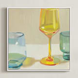 "Rainbow Glassware II" - Art Print in Goldenrod by Jenny Westenhofer - Framed Canvas