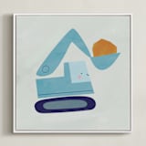 "Vehicles Bull Dozer" - Art Print in Blue by Lori Wemple - Framed Canvas