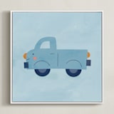 "Vehicles Truck" - Art Print in Blue by Lori Wemple - Framed Canvas