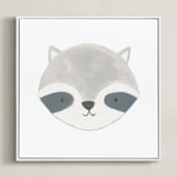 "Animal Faces 3" - Art Print in Grey by Teju Reval - Framed Canvas