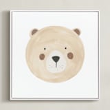 "Animal Faces 4" - Art Print in Tan by Teju Reval - Framed Canvas